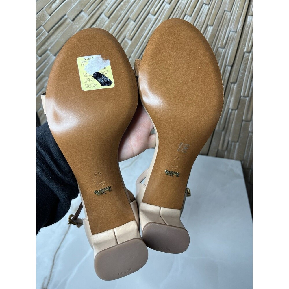 New Coach G2056 High Heel Sandals All Leather Sz 9.5 B Tan Pink - Picture 12 of 13
